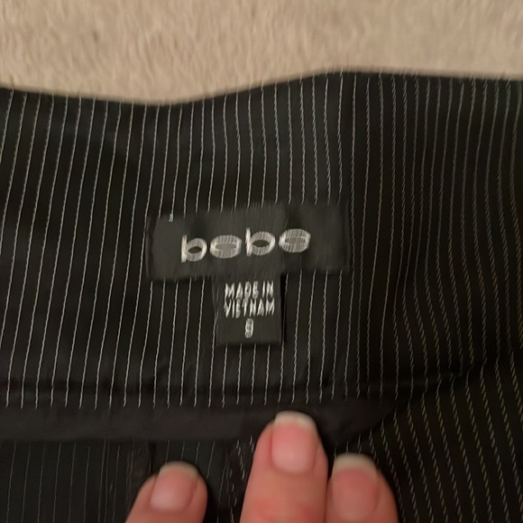 Bebe cuffed short. Higher waisted . Black small white pin stripe - Picture 3 of 3